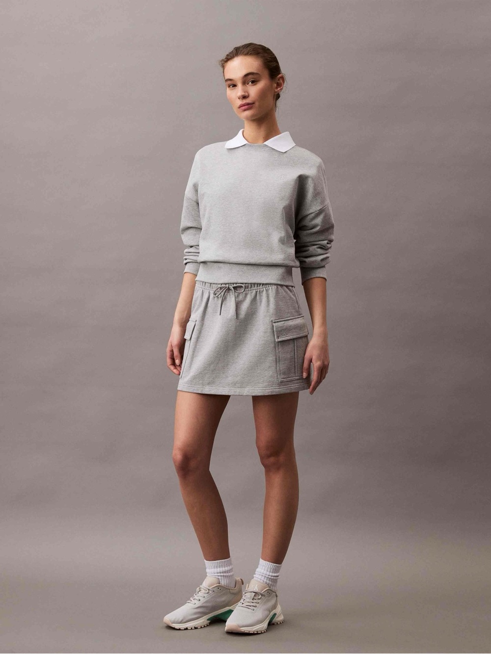 Universal Thread Light Gray Cargo Pocket Drawstring Skirt
